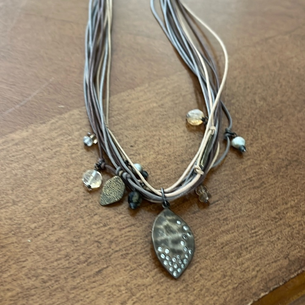 Sada silk corded necklace, sterling, silver bead accent